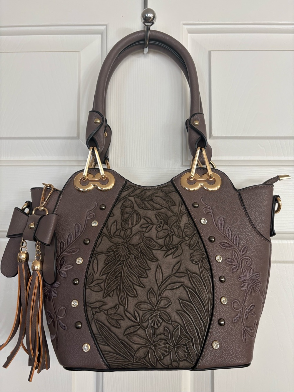 Temptation Italy - Vegan Leather Taupe Textured Handbag